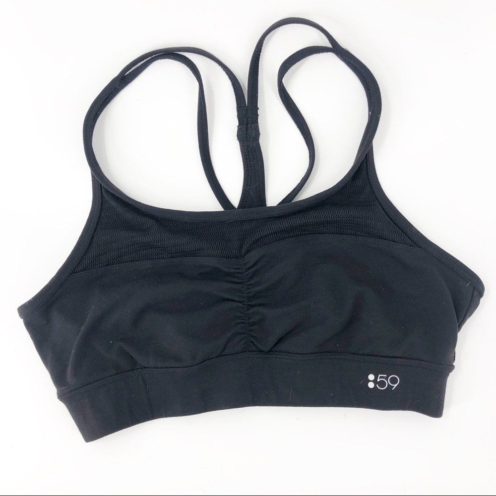 ✅SPLITS59 Black Sports Bra w/ semi Mesh SMALL